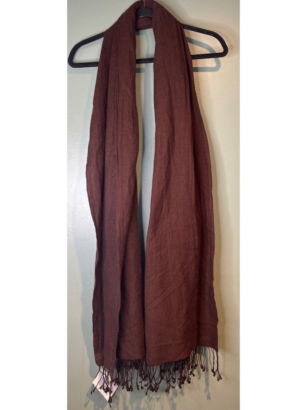 NWT Pashmina Silk Blend Shawl Wrap Brown Fall Old Money Western Bohemian